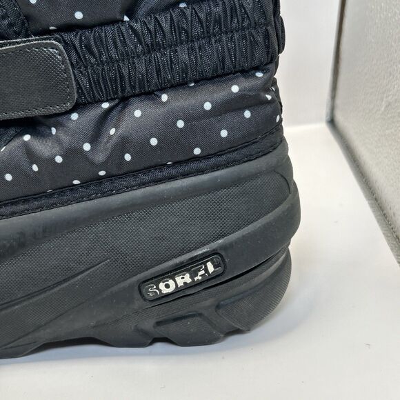 Sorel Snow Boots Youth Size 4 Black White Polka Dots Waterproof Insulated - Picture 10 of 16